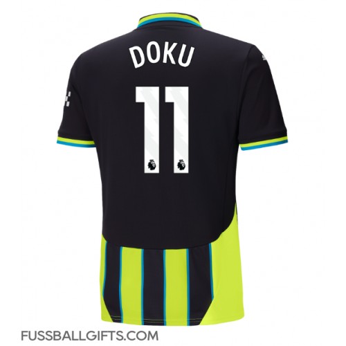 Manchester City Jeremy Doku #11 Fußballbekleidung Auswärtstrikot 2024-25 Kurzarm